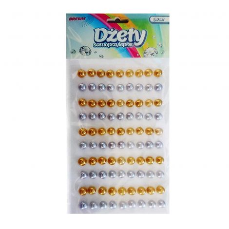 Dżety samoprzylepne Brewis Perełki, 90szt złote/srebrne